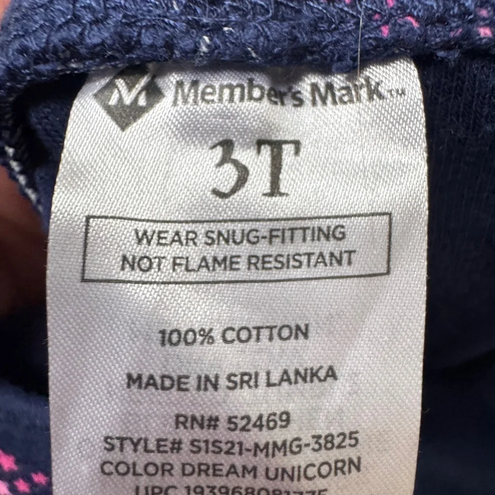 Member’s Mark 3T Girls Playful Unicorn Pajama Bottoms Pants in Blue and Pink